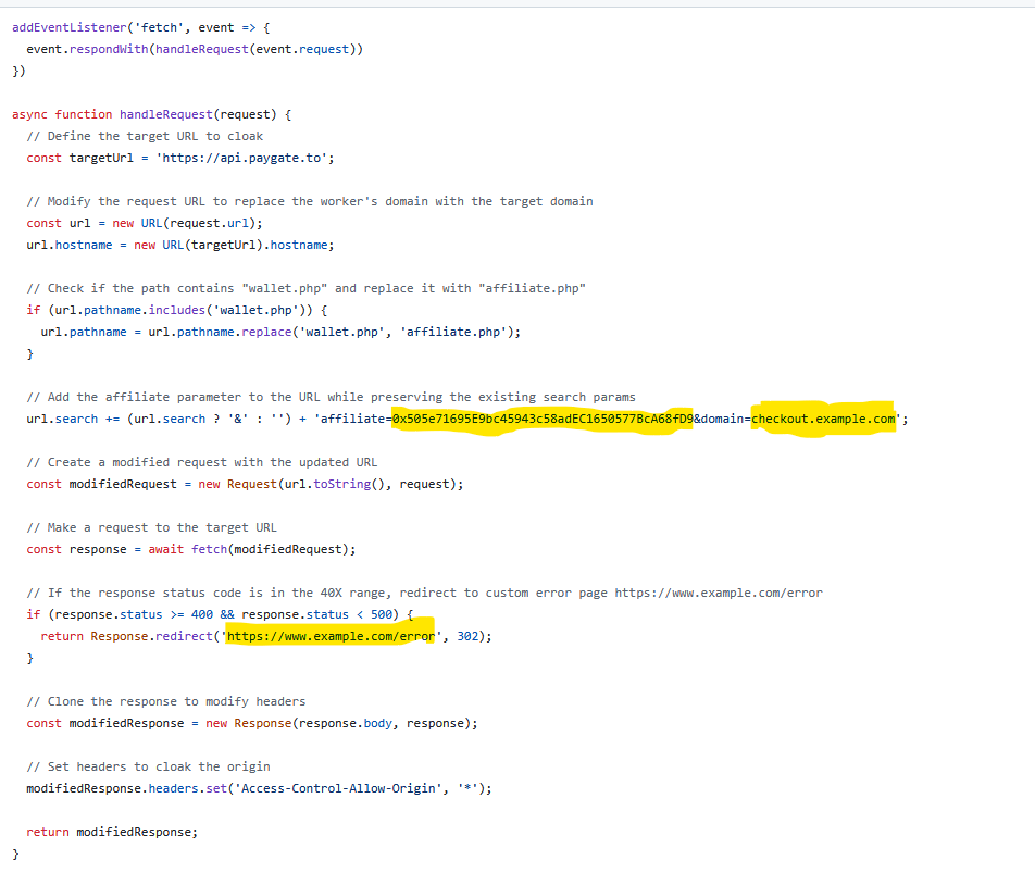 API custom domain code